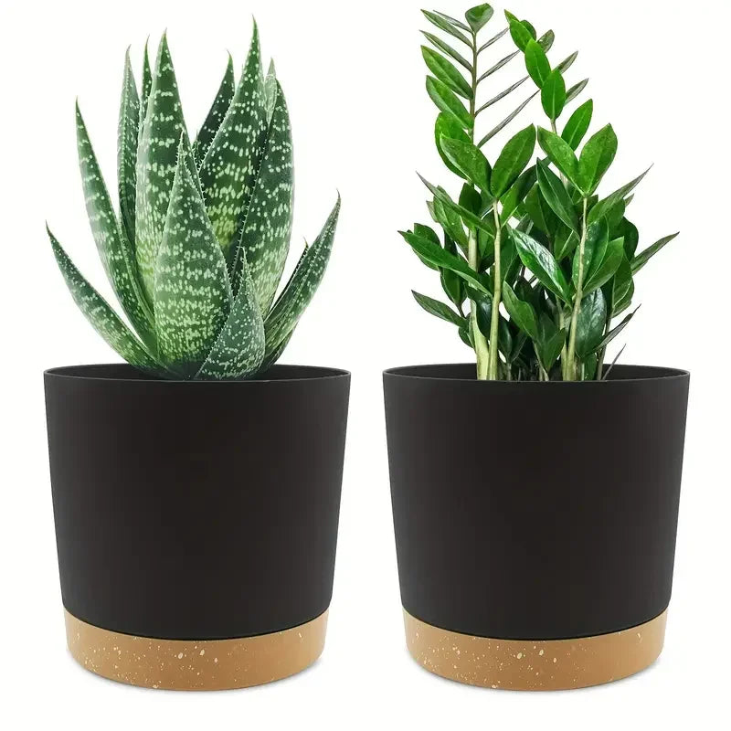 4.7in Indoor Plant Pots Set with Drainage & Base, 2pcs