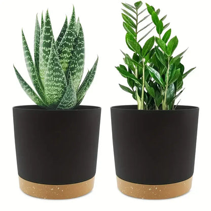 4.7in Indoor Plant Pots Set with Drainage & Base, 2pcs