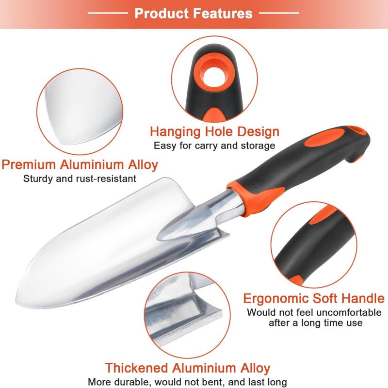 Garden Tools Set: Heavy Duty Shovel, Trowel & Rake 3-Pack