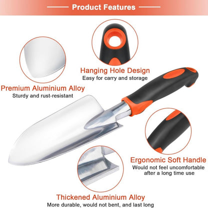 Garden Tools Set: Heavy Duty Shovel, Trowel & Rake 3-Pack