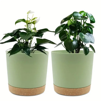 4.7in Indoor Plant Pots Set with Drainage & Base, 2pcs