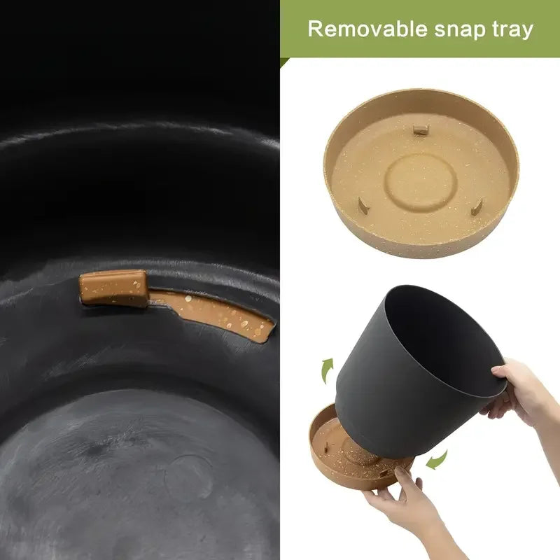 4.7in Indoor Plant Pots Set with Drainage & Base, 2pcs