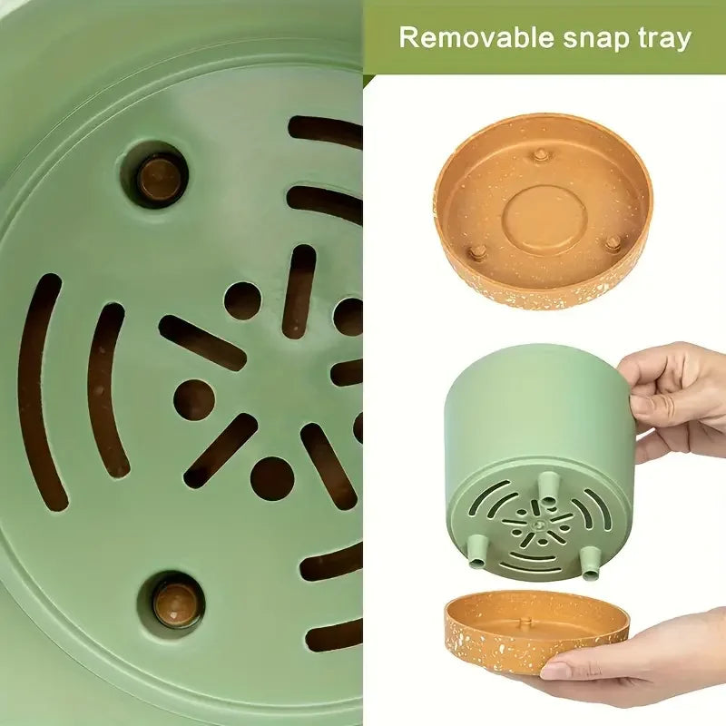 4.7in Indoor Plant Pots Set with Drainage & Base, 2pcs