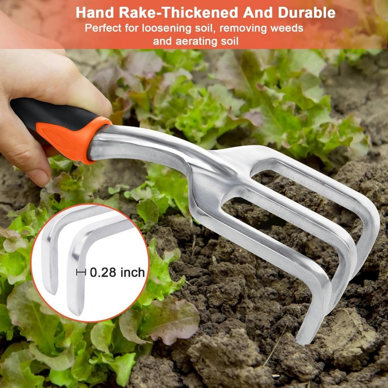 Garden Tools Set: Heavy Duty Shovel, Trowel & Rake 3-Pack