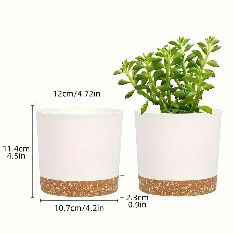 4.7in Indoor Plant Pots Set with Drainage & Base, 2pcs