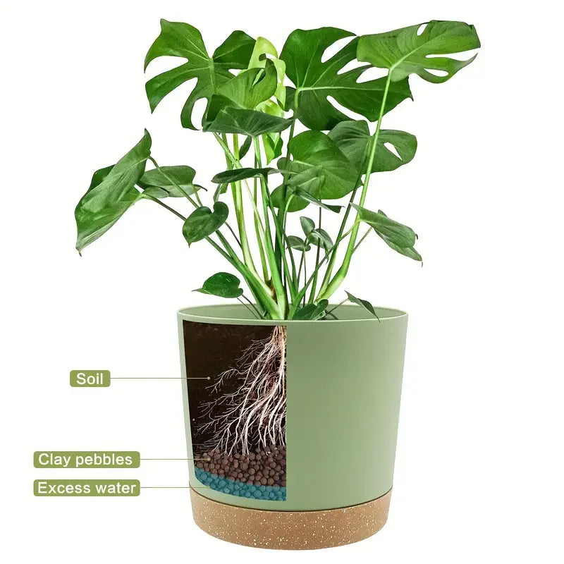 4.7in Indoor Plant Pots Set with Drainage & Base, 2pcs